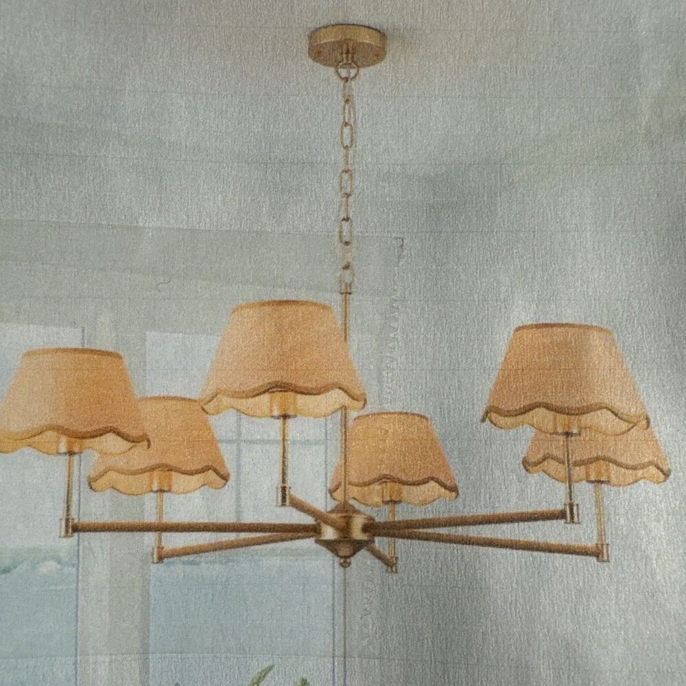 38” Boho Chandelier 6-Light Classic Gold Pendant Light Fixture With Large Hand W